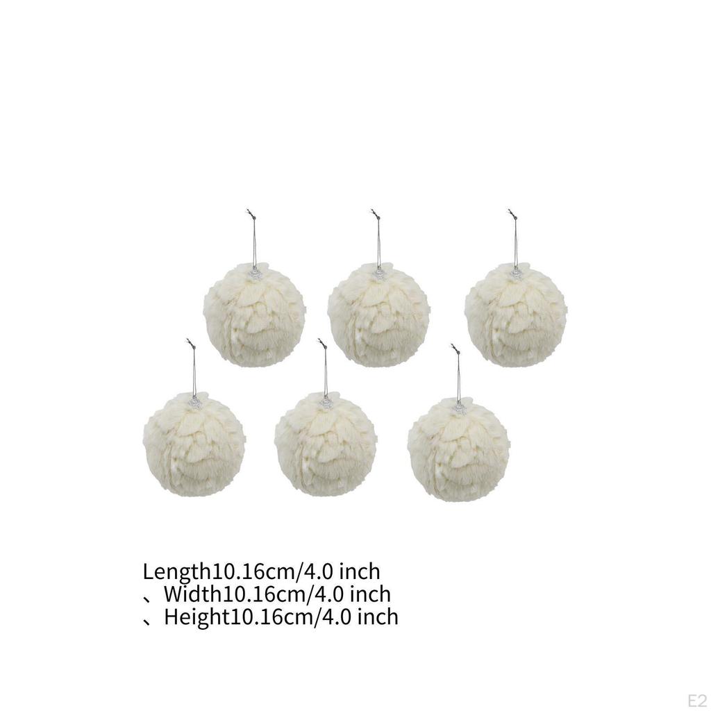 4" Cream Ruffle Ball Ornament, Decorative Hanging Christmas Tree Ornaments