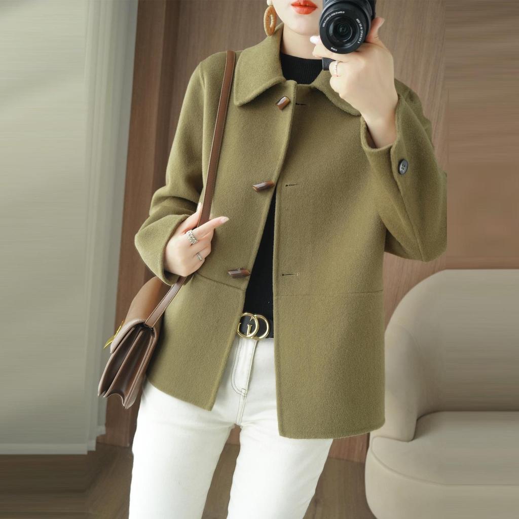 West 25 Neuer Petite Doppelseitiger Wollmantel - Damen Locker Revers Herbst/Winter Oberbekleidung