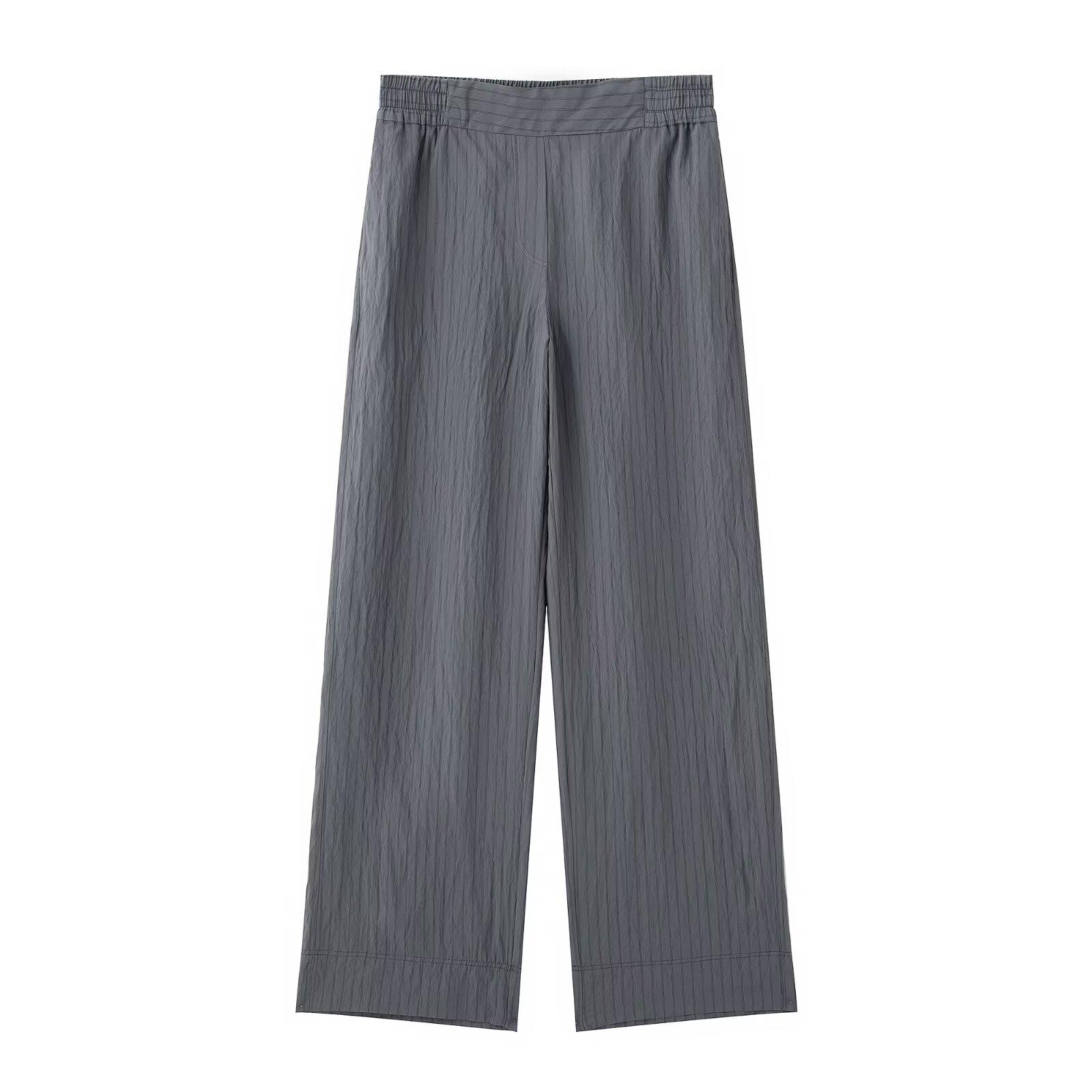 

Весна 2025 Женская футболка в европейском и американском стиле в полоску с коротким рукавом и повседневные длинные брюки L