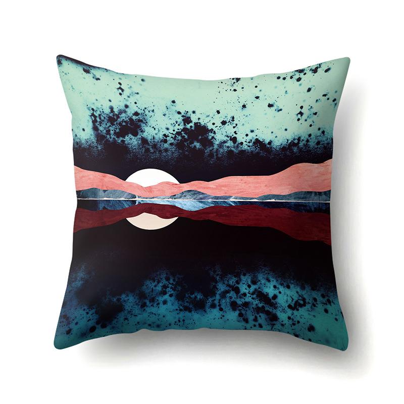 Polyester Pillow Cover Mountain Print Pillow Cover Waist Cushion Cover Car Cushion Head Cushion Cover Premium Durable