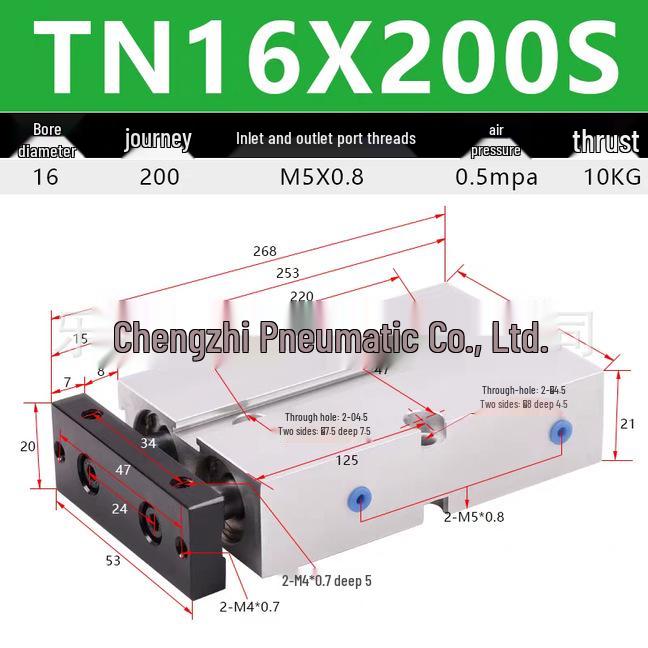 Double Shaft Pneumatic Cylinder with Dual Piston Rods TN10-40