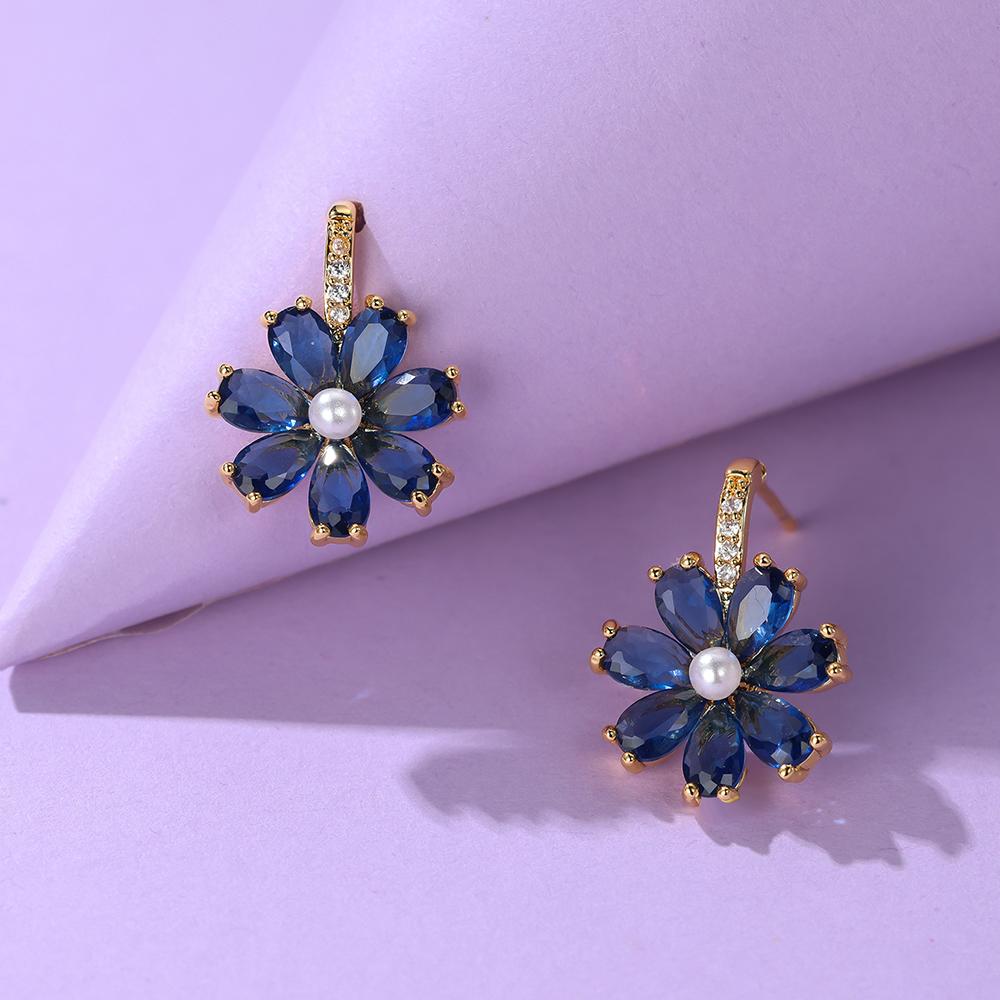 

Изысканные серьги с цветами королевского синего цвета для женщин и девочек, аксессуары для повседневного ношения сапфировый