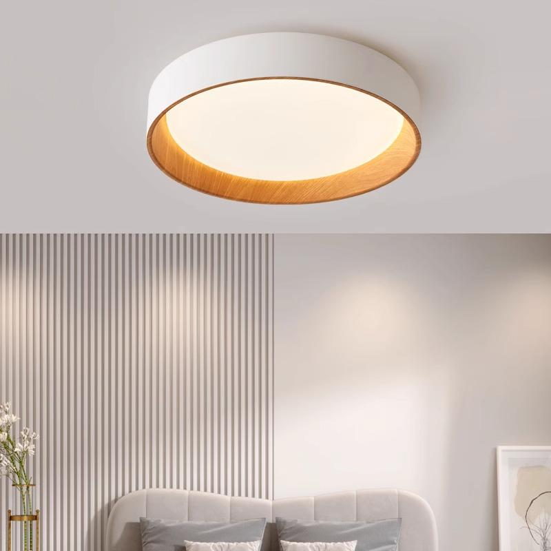 Nordic Wabi-Sabi Wood Grain LED Ceiling Lamp for Bedroom and Living Room