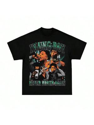 2025 Youngboy Never Broke Again Amerikanischer Retro Hip Hop Rap Figur Print Kurzarm T-Shirt Hohe Qualität Luxusmarke Ins Y2k(1)