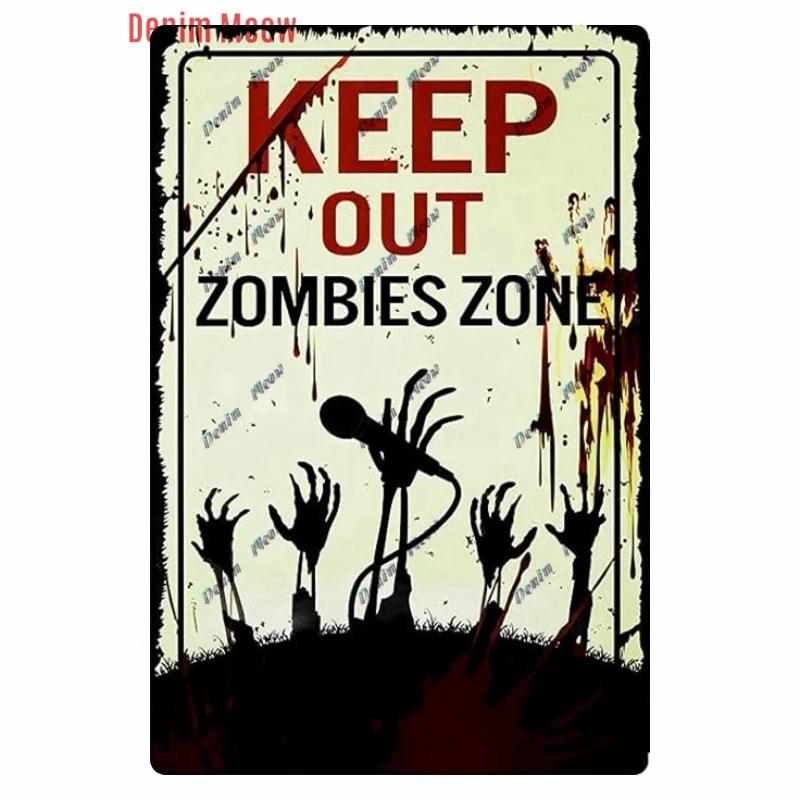 Vintage Witch Halloween Wall Art Poster, No Trespassing Metal Sign, Warning Tin Plates for Gift, Bar Party, Room Decoration WY68