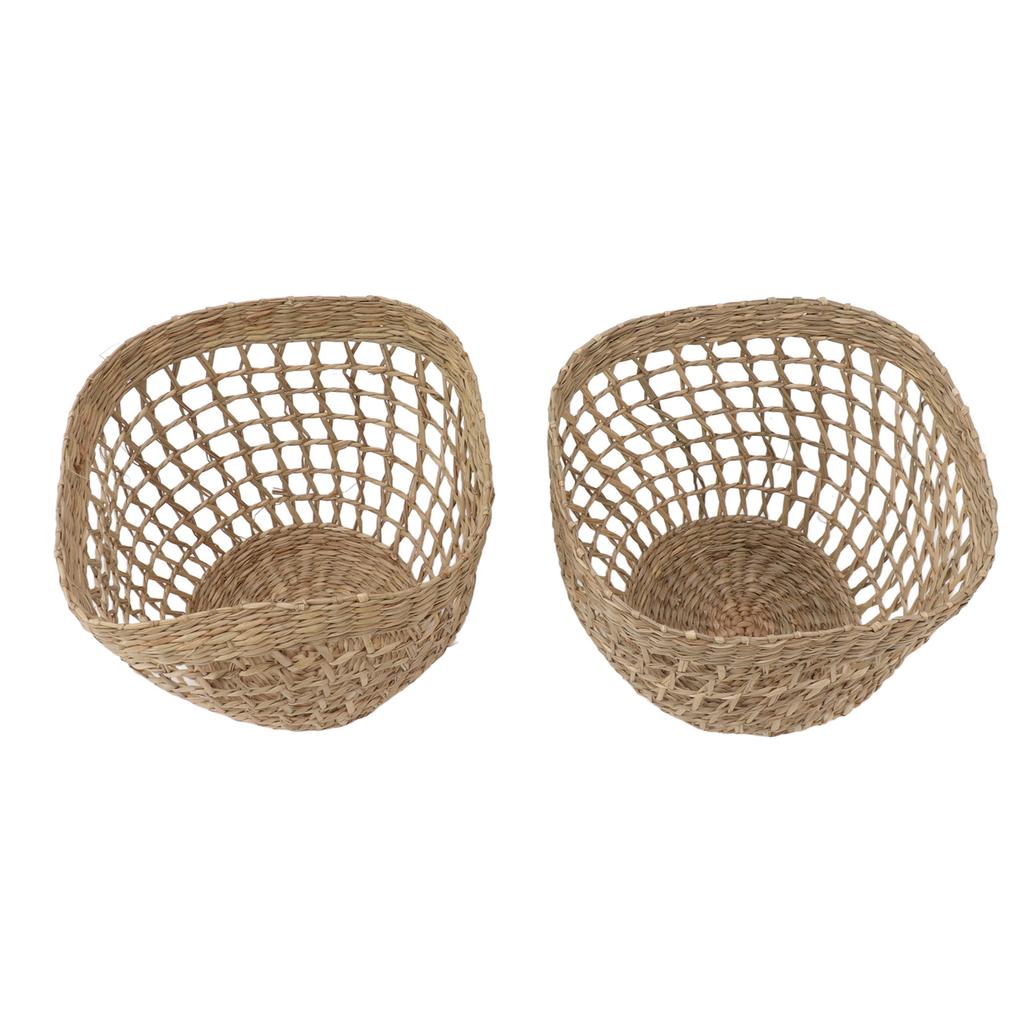 2 STÜCK Gewebter Korb Handgewebter Seegras Aufbewahrungskorb für Blume Pflanze Bauernhaus Heimdeko