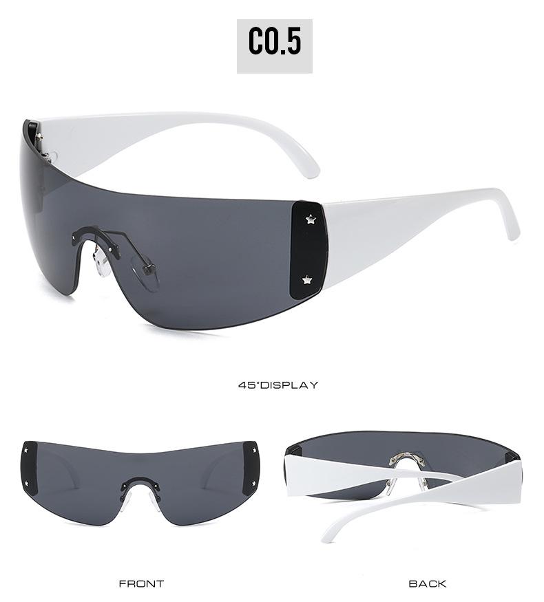 Occhiali da Sole Monoblocco con Montatura Grande Stile Europeo & Americano Chic Y2K per Donna