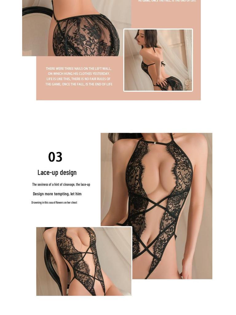 Set Lenjerie Sexy Transparent cu Eliberare Rapidă - Body cu Croi Deschis pentru Dorință Pură