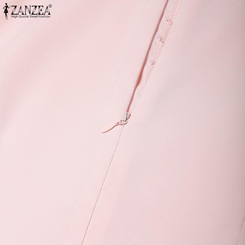 ZANZEA Women Summer Turn Down Collar Floral Half Sleeve Casual Dress