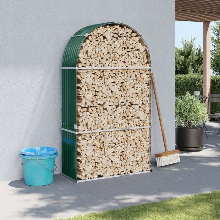 VidaXL Log Holder, Firewood Rack with Storage, Outdoor Firewood Shelf, Green 120x45x210 Cm 364542