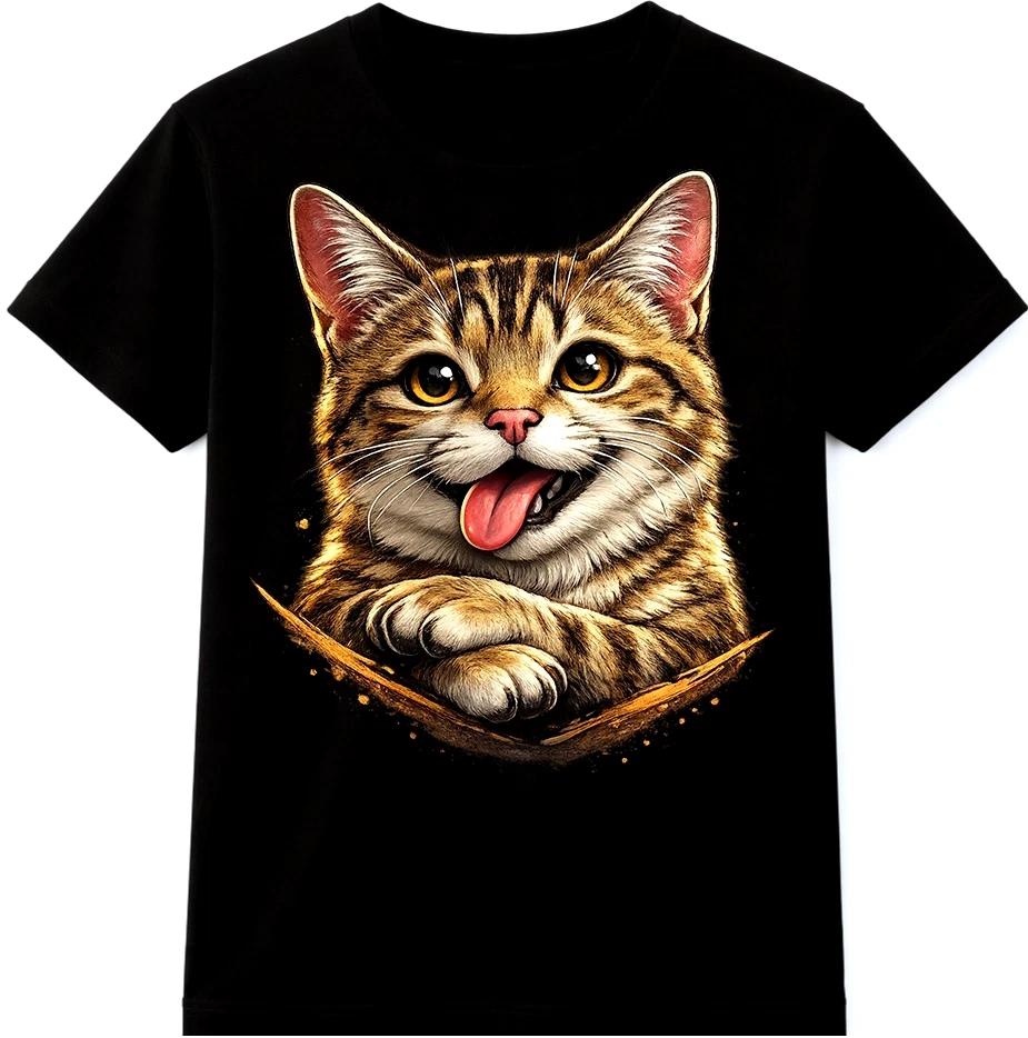 Tabby Cat T Shirt Cute Kitten Graphic Tee Pet Lover Animal Casual Top S