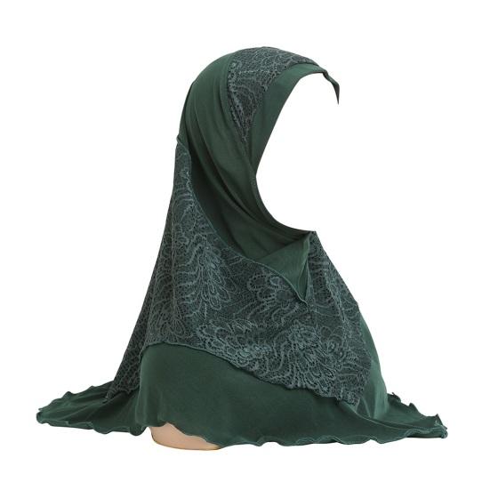 Women Lace Headscarf Hat Solid Color Breathable Turban Hat Chiffon Long Scarf Hat Stretchy Head Wrap