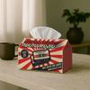 2D Flat 1pc Pop Art Tissue Box- Music Cassette Tape Vintage Audio Typography Napkin Storage Box, Suitable for Rolls/facial Tissues/single Sheets, Mult