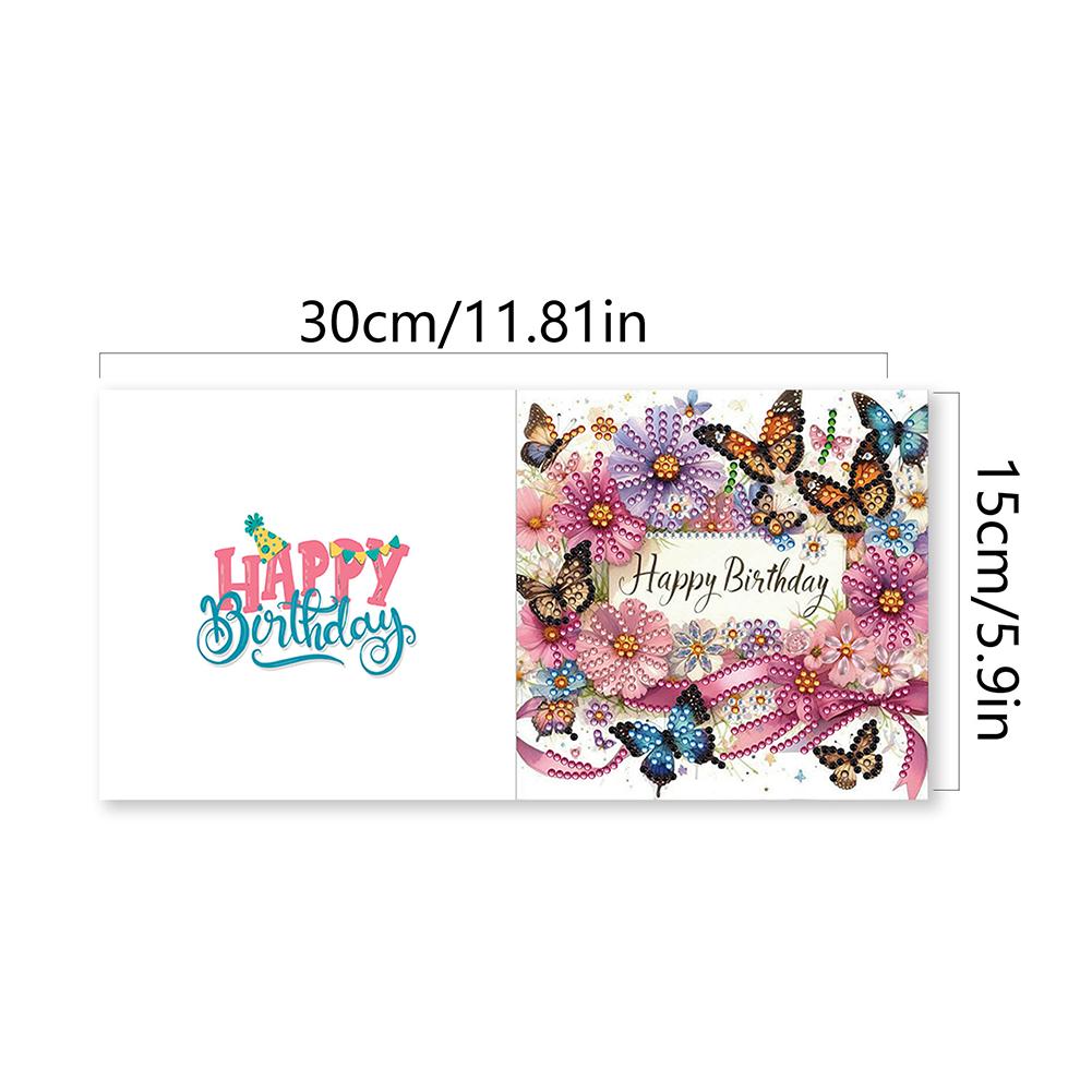 6PCS DIY Rhinestone Diamond Art Mosaic Postcards Diamond Art Greeting Cards Creative Birthday & Thanksgiving Card Kit