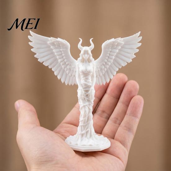 Matte Texture Ornaments Demon Angel Statue, 3D Printed Wings Texture, Devil Fall-Resistant Ornament for Desk Study Entrance Hall Decoration