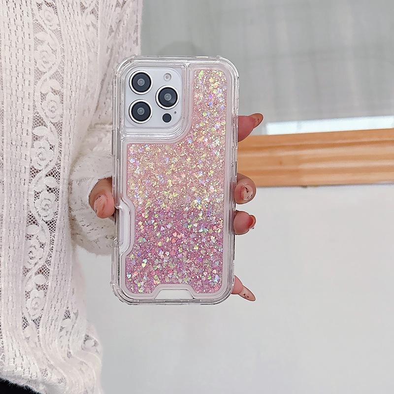 Three-proof Mobile Phone Case for IPhone16promax Colorful Three-in-one Glitter Glue Mobile Phone Case