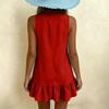 Women's Summer Fashionable Color Sexy V-neck Sleeveless Casual Cotton Linen Ruffle Edge Dress