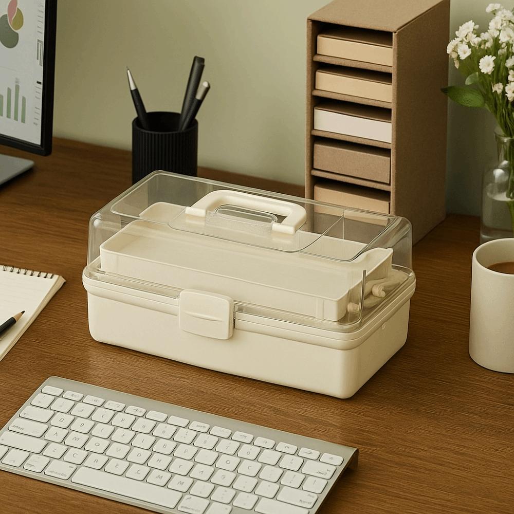 Plastic 3 Layer Storage Box Portable Tackle Box Durable Multipurpose Storage Box  Workspace Storage