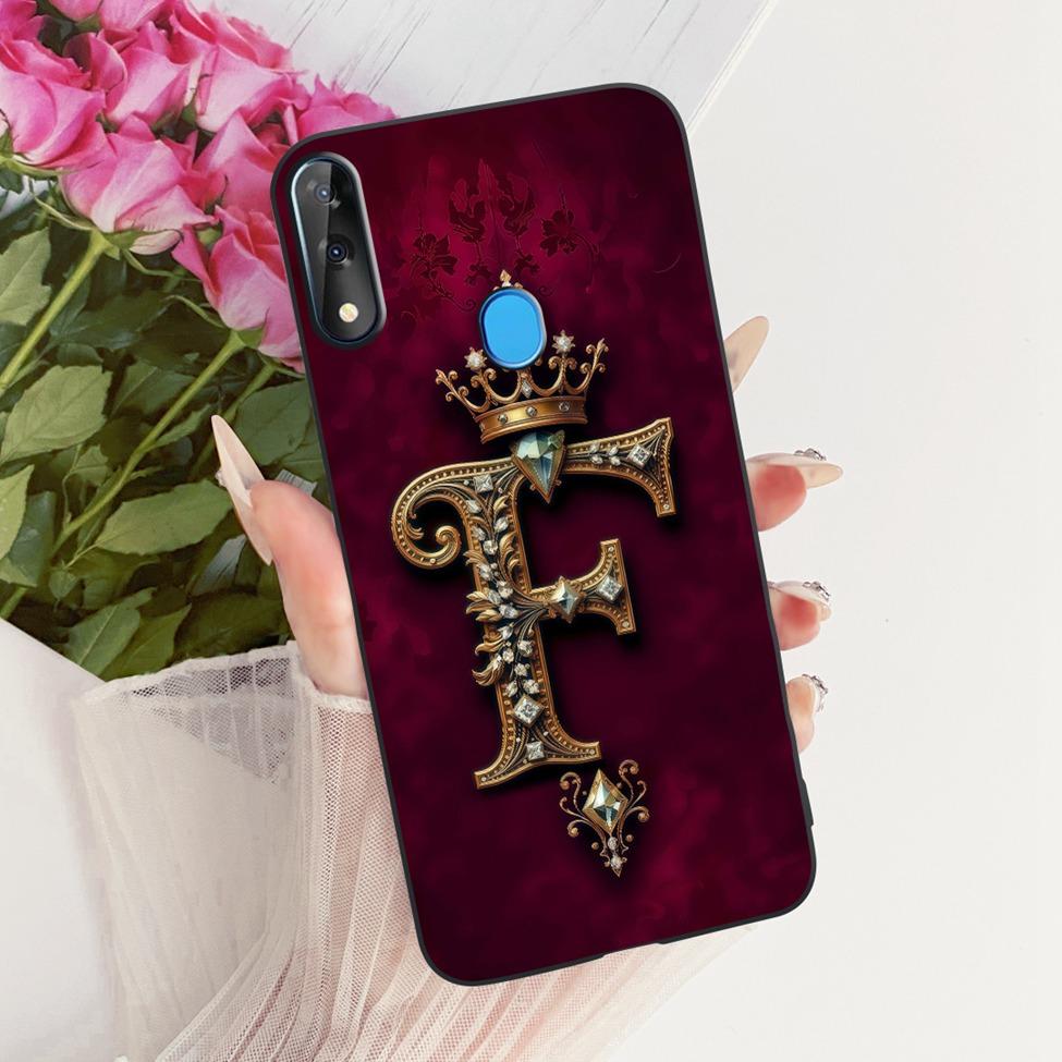 For ZTE Blade V10 Cover For ZTE Blade V10 2019 Case Silicone Luxury Crown A-Z Letters 2D Flat Pattern Soft Phone Casing