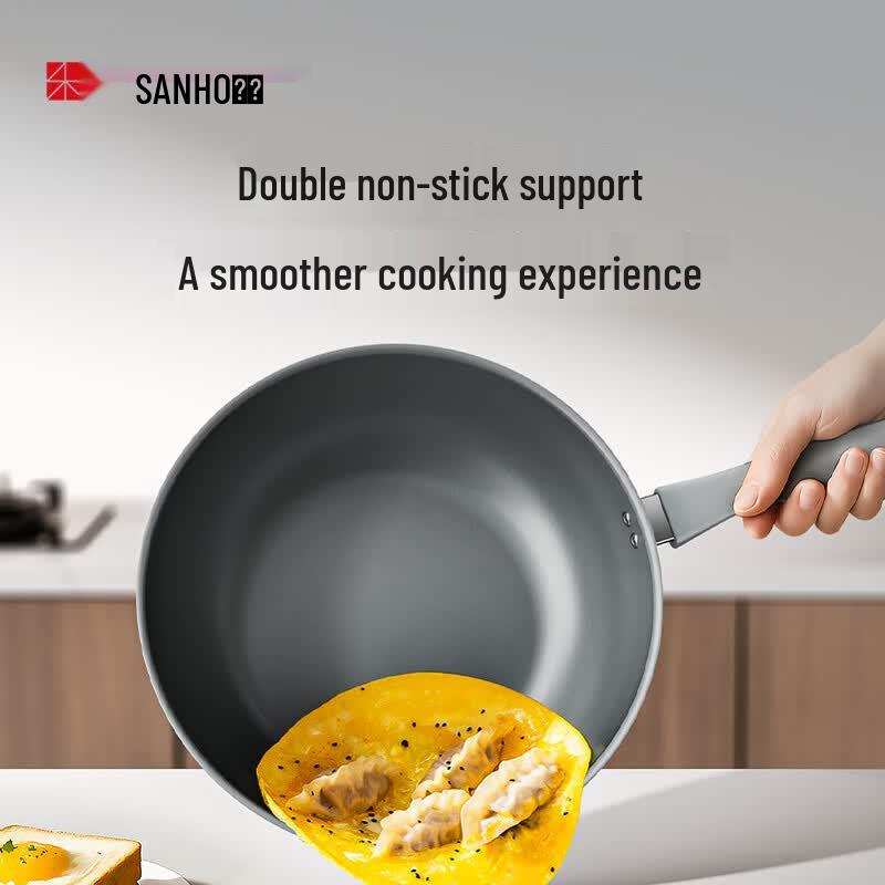 Sanhe Diamond Titanium Ceramic Non-stick Wok with Flat Bottom