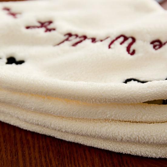 Hand Towel with Hangable Lanyard Coral Velvet Quick Drying Water Absorption Soft Skin-Friendly Cute Cat Dog Embroidery Durable Kitchen Bathroom Use