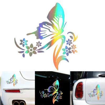 Adesivo decorativo Adesivo divertente per auto con farfalla riflettente dai colori vivaci e ornamentali che catturano l'attenzione