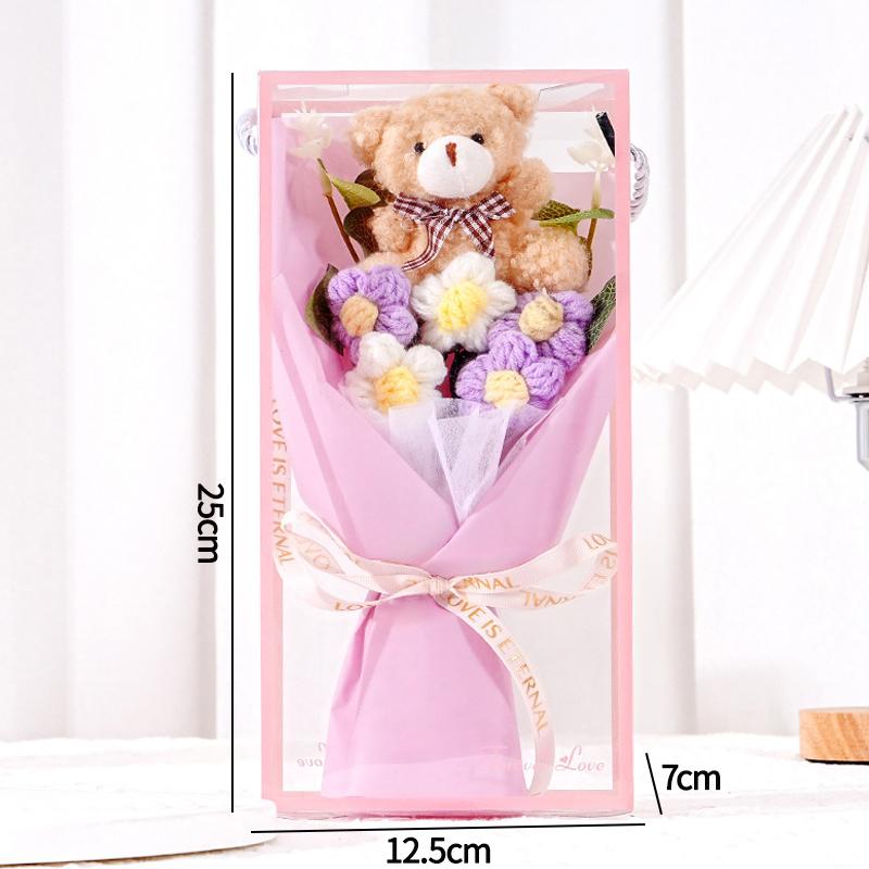 

Букет из вязаных крючком цветов Ручная работа Подарки на День матери Готовый букет из крючка с подарочным пакетом Подарки на выпускной, день рождения