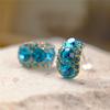 Elegante Blauwe Strass Clipoorbellen voor Dames 2024 Trend Kleur Goud Bruiloftssieraden Voor Dames