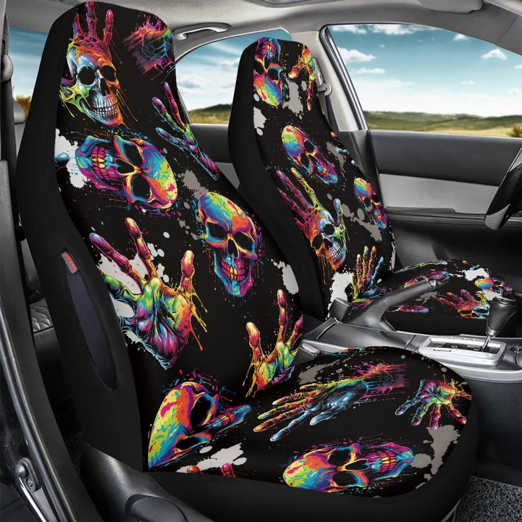 Universal Auto Seat Covers Digital Print Abstract Patterns Waterproof Airbag Compatible Front Rear Seat Protectors Full Set