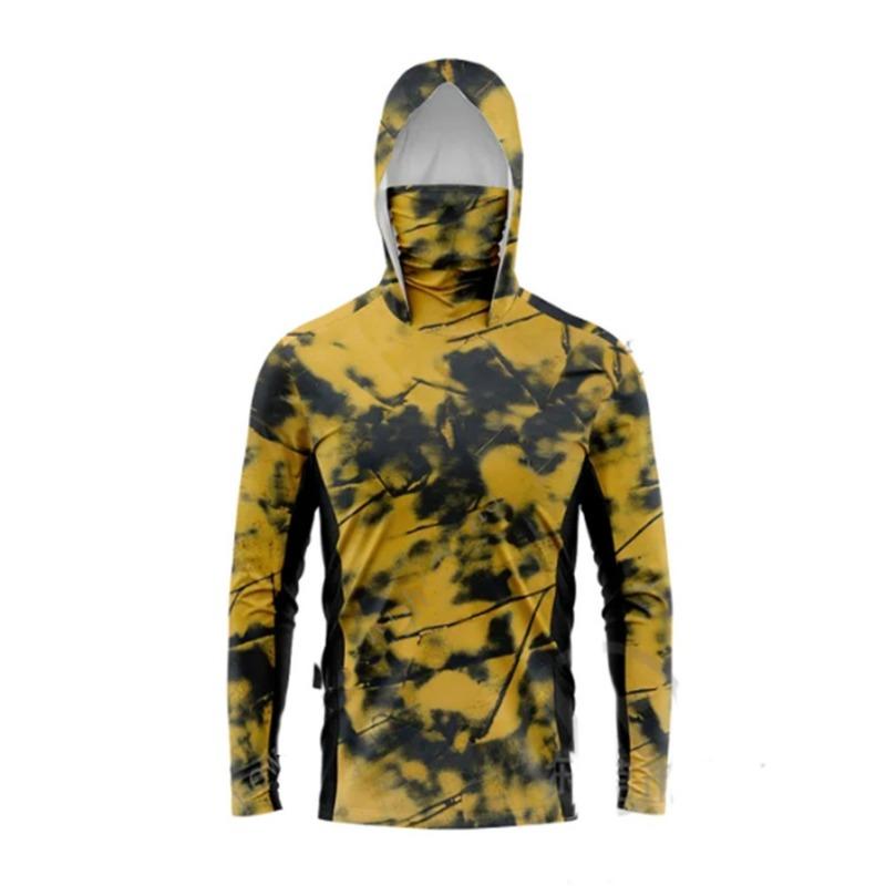 MALFC Fishing Apparel Men Hood Fishing Shirt Long Sleeve Fishing T Shirt Uv Protection