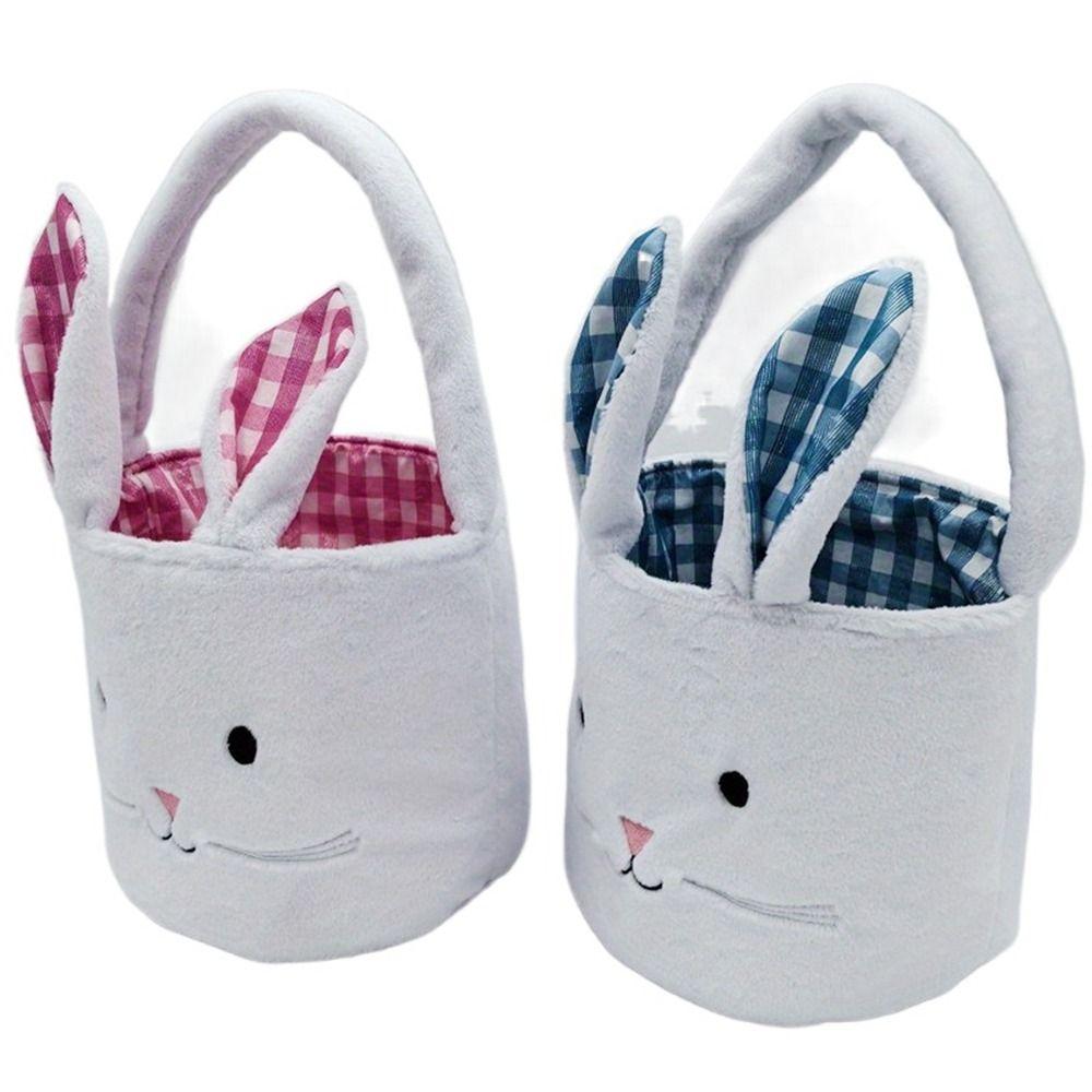 Hand-Held Easter Basket Soft Children's Easter Basket Cute Rabbit Candy Bag  Desktop