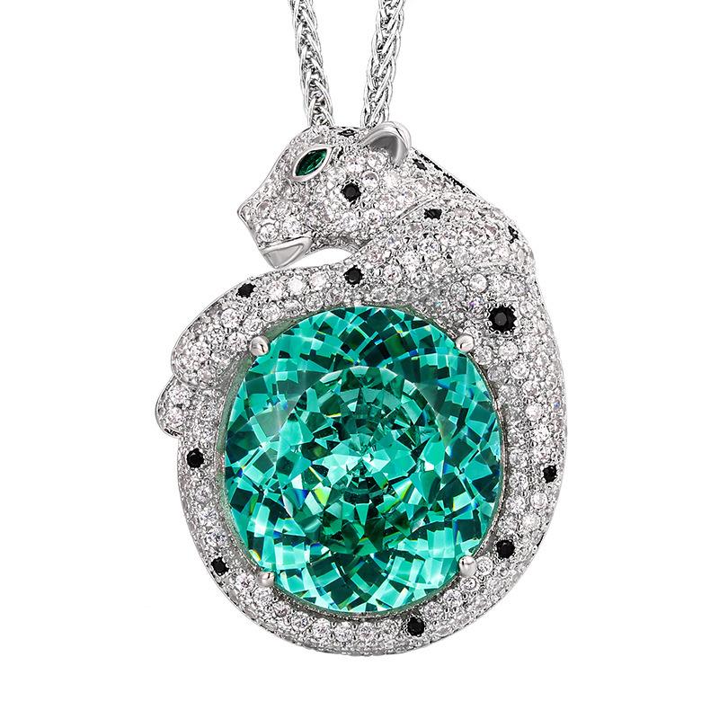 WNFU Women's Pendant Necklace, Paraiba Green, Copper