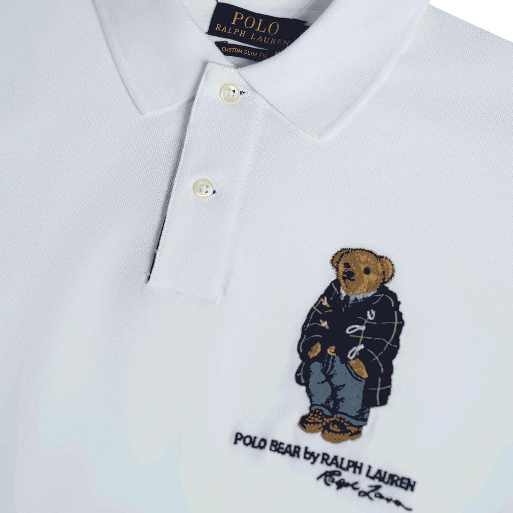 Polo Ralph Lauren SS25 Bear Pattern Straight Cut Short Sleeve Polo Shirt Men Tops White 710766441-002