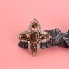 Retro Out Cross Rhinestone Brooch - Elegant Baroque Geometric Style, Women's Fashion Jewelry, for Formal Occasions, Ideal Gift