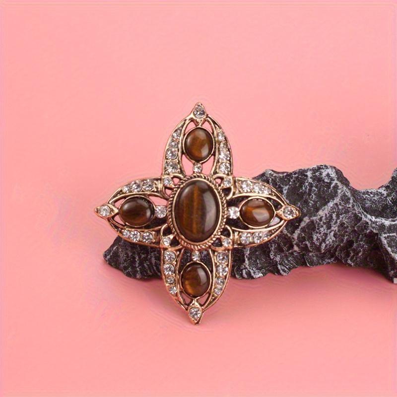Retro Out Cross Rhinestone Brooch - Elegant Baroque Geometric Style, Women's Fashion Jewelry, for Formal Occasions, Ideal Gift