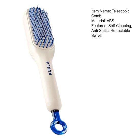 Telescopic Massage Comb Self-Cleaning Anti-Static One-Pull Comb Brush Swivel Portable Clean Retractable Shaping Massage Hairbrush