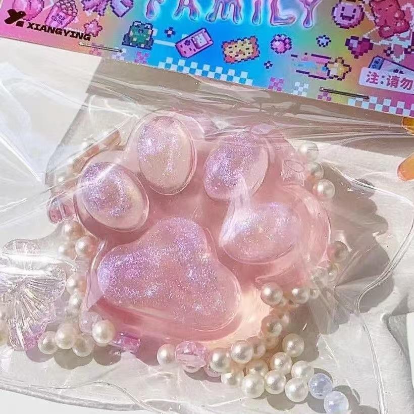 Flashing Cat Paw Squeeze Toys TPR Kawaii Squishy Food Toys Taba Squishy Toys Sensory Stress Relief Fidget Toys for All Ages