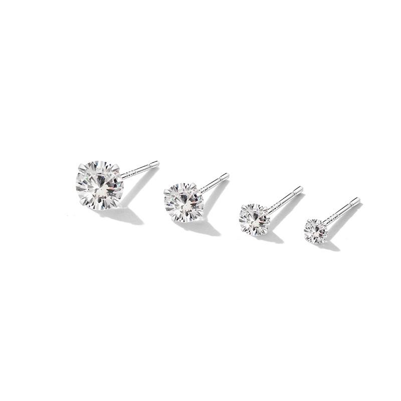 S999 Exquisite Zircon Silver Stud Earrings - Luxury, Versatile, for Piercings, Comfortable for Sleeping