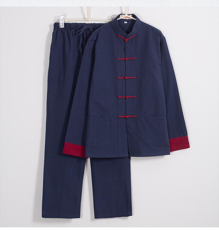 Traditionelles Tang-Anzug-Set für Herren aus reiner Baumwolle