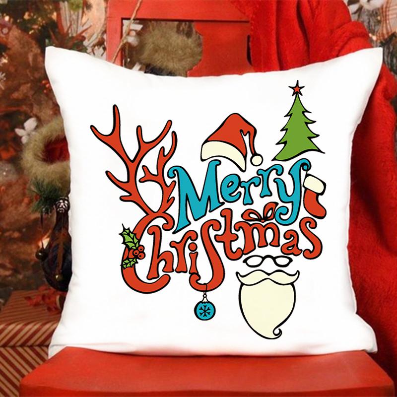 I Love Santa Claus Printed Pillowcase Christmas Sofa Cushion Cover Bed Pillowcase Room Cute Pillowcase Gift