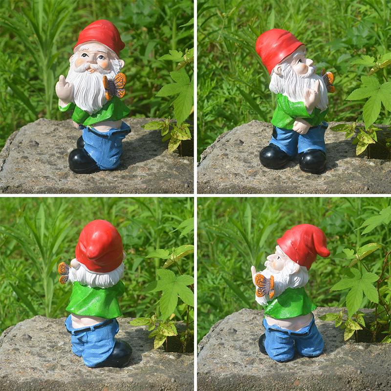 Adorable Resin Garden Gnome Statue with White Beard - Outdoor Handmade Decor