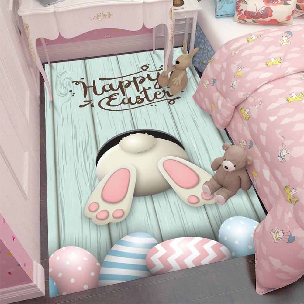 2D Мультяшный Милый Кролик Ковер Детский Прикроватный Противоскользящий Коврик Пасхальный Кролик Ковер Домашний Декор Пасхальный Подарок 40x60cm