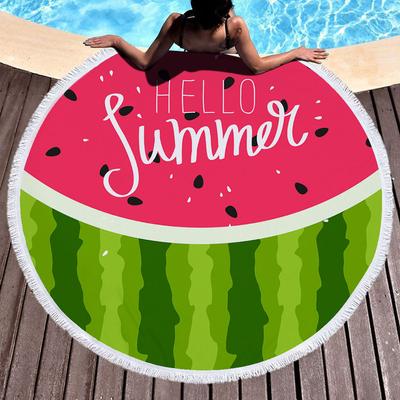Arbuz Różowy Ręcznik Plażowy Okrągła Gobelin Ścienny Ręcznik Kąpielowy Sportowy Dywan Koc Bikini Cover Up z Plecakiem ze Sznurkiem