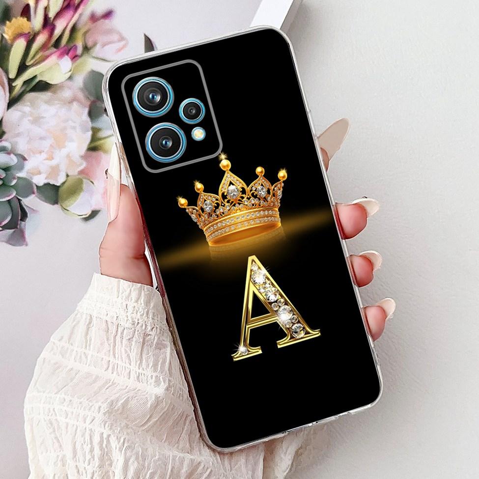 6.4" For Realme 9 Pro Plus Case RMX3392 Clear Fashion Luxury A-Z Letters Soft Bumper Cover For Realme 9 Pro+ Phone Case RMX3393