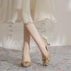 Horse Buckle Thin Heel Square Head High Heels Women's Spring New Retro Temperament Printed Commuter Shoes