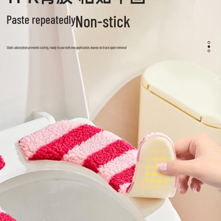 Dopamin-Streifen Winter Plüsch Toilettenmatte & Universelle Toilettensitzauflage