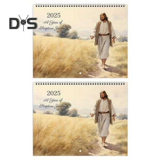 

Иисус 2025 Настенный календарь Иисус Искусство Иллюстрации Настенный календарь Ежемесячный планировщик Религиозные стихи из Библии Календарь Подарок для христианских друзей семьи 2pcs