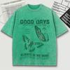 Good Days On My Mund Print Men Washed Tee Shirts Soft Cotton T-Shirt Crewneck Casualwear Street Unisex Short Sleeve
