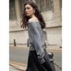 ELLE Women's Lambswool Off-Shoulder Knit Sweater