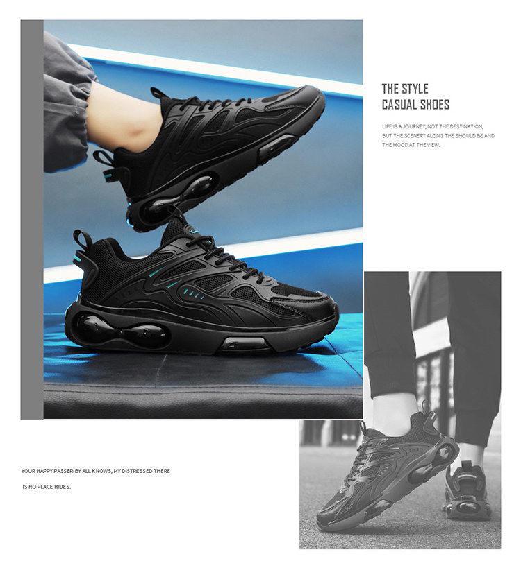 Mamba Black Warrior Men's Spring 2025 PU Mesh Breathable Running Shoes - Versatile Fashion Dad Sneakers